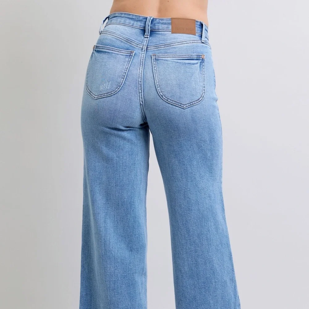 Judy Blue Full Size Wide Leg Jeans with Pockets - Picture 7 of 10
